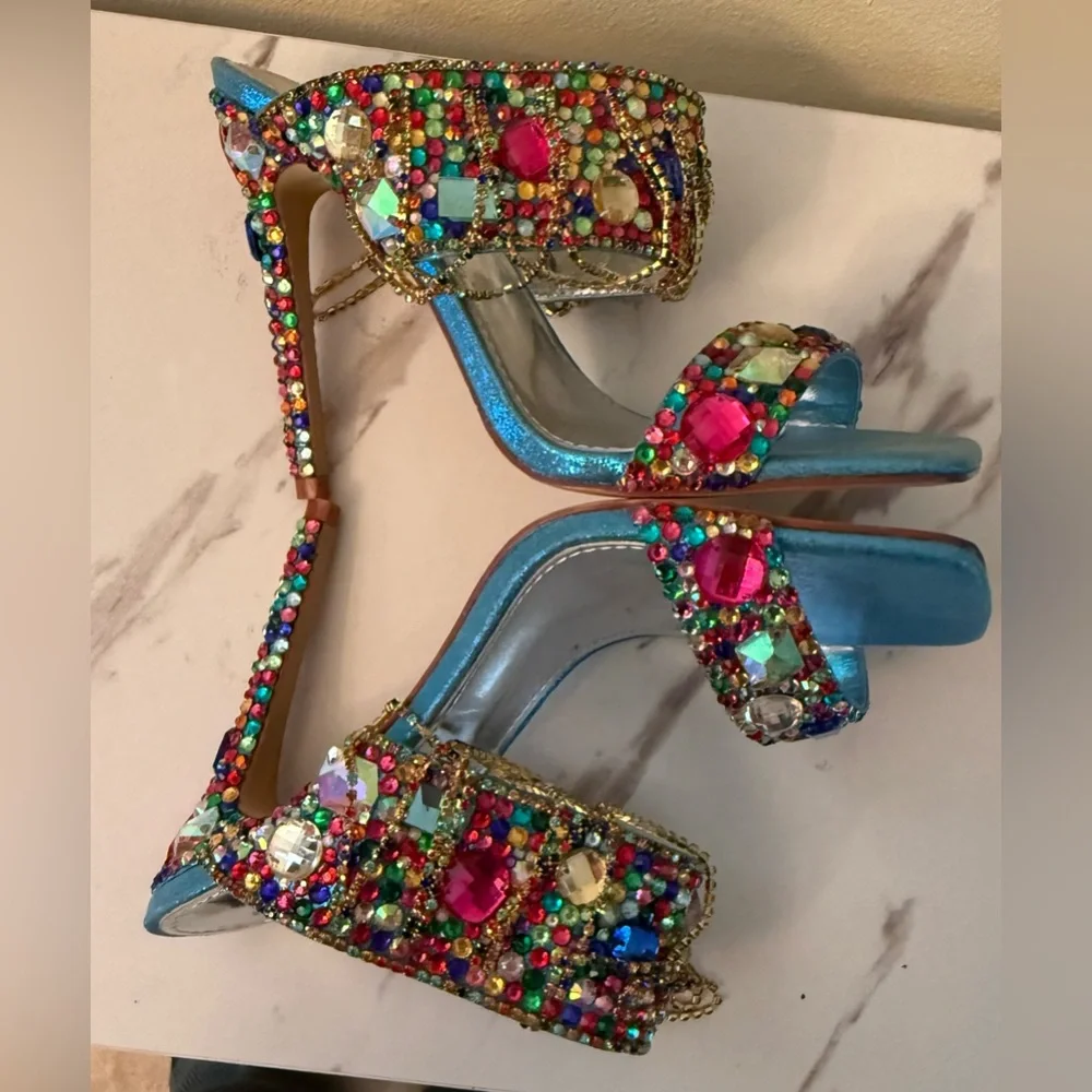 Azalea Wang Envie Multi Color Mule Stilettos, NWOB, Size 6-1/2. - Picture 4 of 12